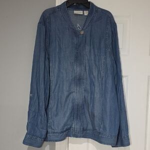 Chico's Light Blue Embroidered Jacket